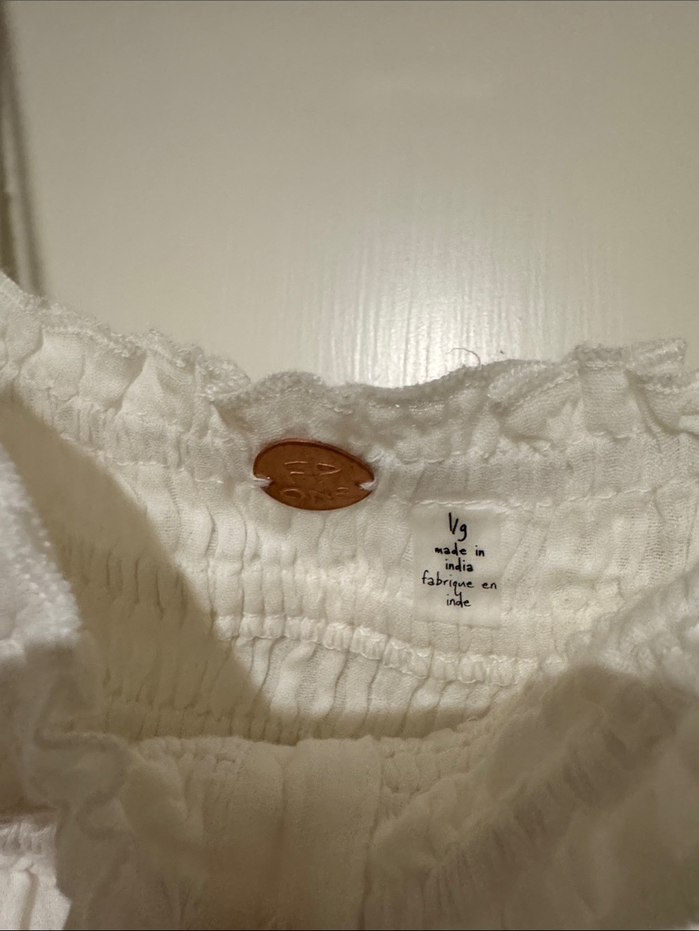 New Free people lausanne slip dress White Smocked Sundress L - Picture 10 of 12